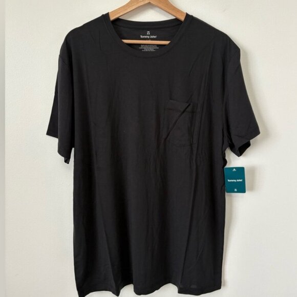 NWT Tommy John Mens Second Skin Sleep Pocket Tee in Black Size XXL Modal Spandex - Picture 2 of 9